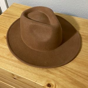 Brown Felt Wide Brim Hat